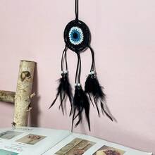 1 chiếc đồ trang trí treo mini phong cách Thổ Nhĩ Kỳ thủ công móc len, đồ bắt giấc mơ Evil Eye, thích hợp cho xe hơi, túi xách và trang trí nhà cửa - Nhiều màu - Xem 9