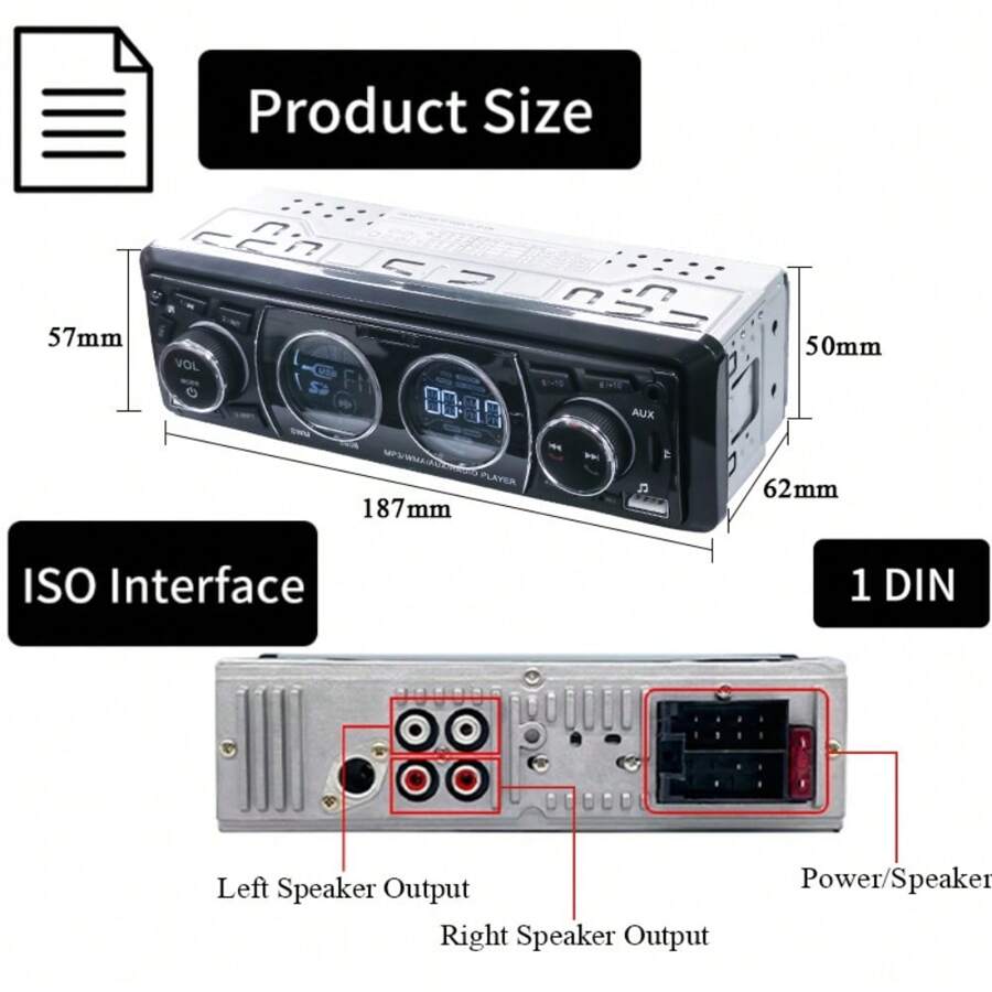 Car Radio Stereo MP3 Player Digital Bluetooth 60Wx4 Audio Music USB/TF