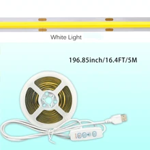 1 pezzo Striscia LED COB dimmerabile da 5V, con controller a tre pulsanti, la luminosità può essere regolata liberamente, la striscia può essere tagliata e incollata liberamente, adatta per armadietti, tavoli, comodini e altre decorazioni luminose.