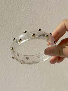1 pieza Brazalete de resina transparente y asimétrico, nueva joyería glamorosa para mujeres, regalo elegante y de moda vintage
