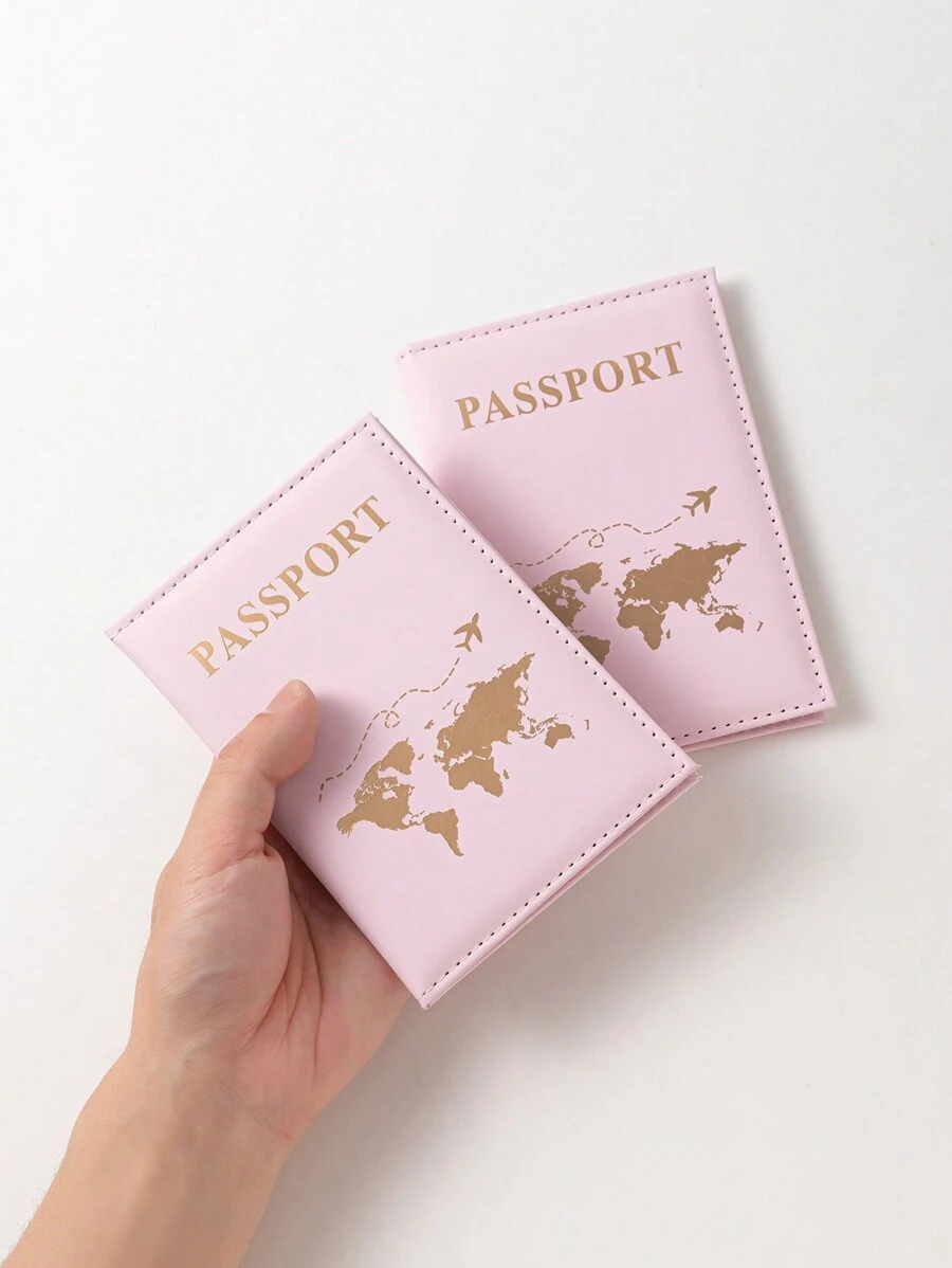 1 Stück kreative rosa PU Passhülle, Kartenhalter, modischer Reisepassschutz für den Urlaub, Boho-Vibes