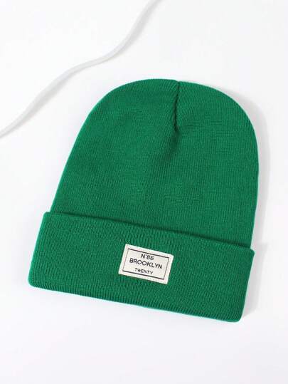 1pc Women Minimalistic Letter Patch Solid Color Casual No-Brim Baseball Cap