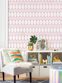 （44.5*500厘米）黑白几何图案可移除自粘乙烯基壁纸 - 家居装饰壁纸，适用于卧室、客厅、厨房、办公室 - 彩色 - 查看 11