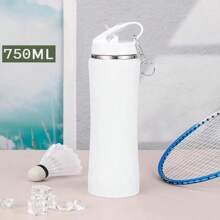 750ml (25oz) / 600ml tragbare 316 Edelstahl Vakuumisolierte Trinkflasche, mit Tragegriff, elegantes gebogenes Design, Trinkhalm-Schraubverschluss, geeignet für heiße und kalte Getränke, für Zuhause, Outdoor, Gym und Radfahren, Doppelwandiger Vakuumflasche