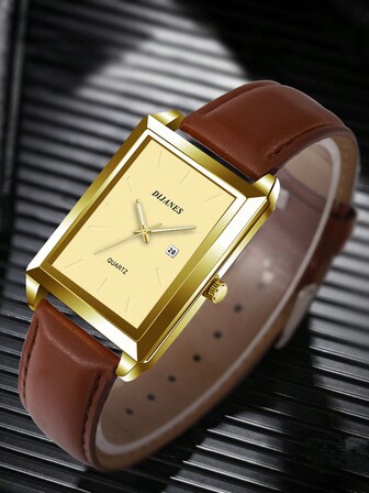 Men Watch Fashion Men's Quartz Watch Square Dial Data Watch For Men Gift