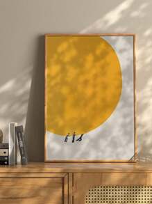 1pc "We Can Move The Sun Together" Abstract Sun Canvas Wall Art Poster, Unframed Decorative Gift - Multicolor - View 1