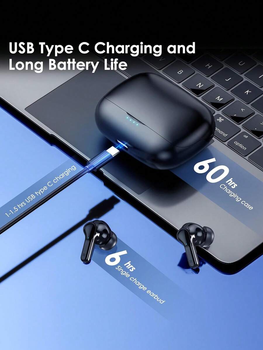 Kabellose Ohrhörer V5.3 Bluetooth Kopfhörer mit Mikrofon, ultraweite