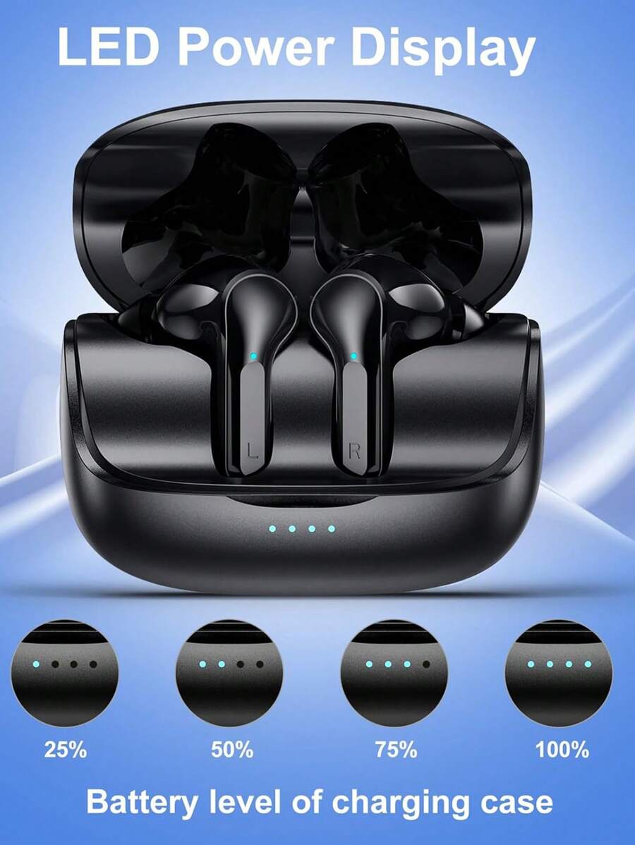 Kabellose Ohrhörer V5.3 Bluetooth Kopfhörer mit Mikrofon, ultraweite