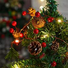 1 dây đèn hình nón thông Giáng sinh dài 2m/78,7in, quả mọng đỏ & hình nón thông, đèn LED chạy bằng pin dùng cho gia đình, lò sưởi, bối cảnh, cửa sổ, tiệc tùng, trang trí Giáng sinh, trang trí phòng, trang trí Giáng sinh, đèn Giáng sinh, trang trí phòng ngủ, trang trí nhà, trang trí tiệc, lễ hội ngày lễ, quà tặng Giáng sinh, lễ tạ ơn, đồ trang trí cây thông Noel - ánh sáng ấm áp - Xem 6