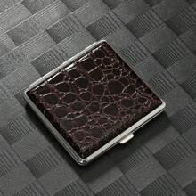 1 Porta sigarette in pelle da uomo con fantasia a grana di pelle, contenitore compatto in metallo da 20 sigarette, regalo di accessori per fumare creativo e alla moda