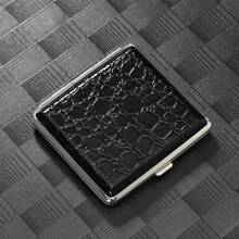 1 Porta sigarette in pelle da uomo con fantasia a grana di pelle, contenitore compatto in metallo da 20 sigarette, regalo di accessori per fumare creativo e alla moda