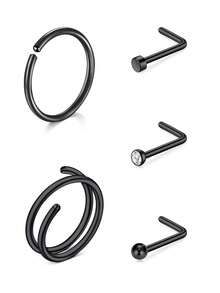 CIZME 5 件 20 号鼻环耳钉 20G 鼻环圈鼻钉不锈钢鼻环 L 形鼻钉鼻孔穿孔首饰男女皆宜，鼻环圈鼻环 L 形鼻环耳钉银金鼻环鼻穿孔首饰 20g 鼻钉不锈钢螺旋鼻环男女皆宜 - Nose Rings Hoops - 查看 13