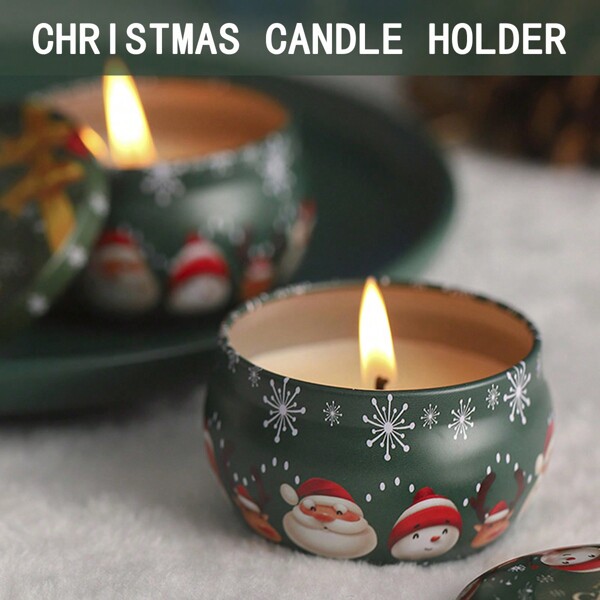 1 Pieza/Portavelas navideño, regalo pequeño, vela aromática, lata de hierro, set para cena a la luz de las velas, artículo de uso diario en el hogar, fragancia ligera, ambiente romántico, cera de soja sin humo, vela perfumada