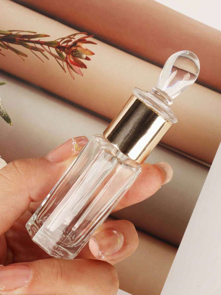 1 件 12ml 水晶八角形玻璃迷你香水瓶空可再填充可重复使用香水容器精美精油滴管瓶装饰 - 無色 - 查看 1