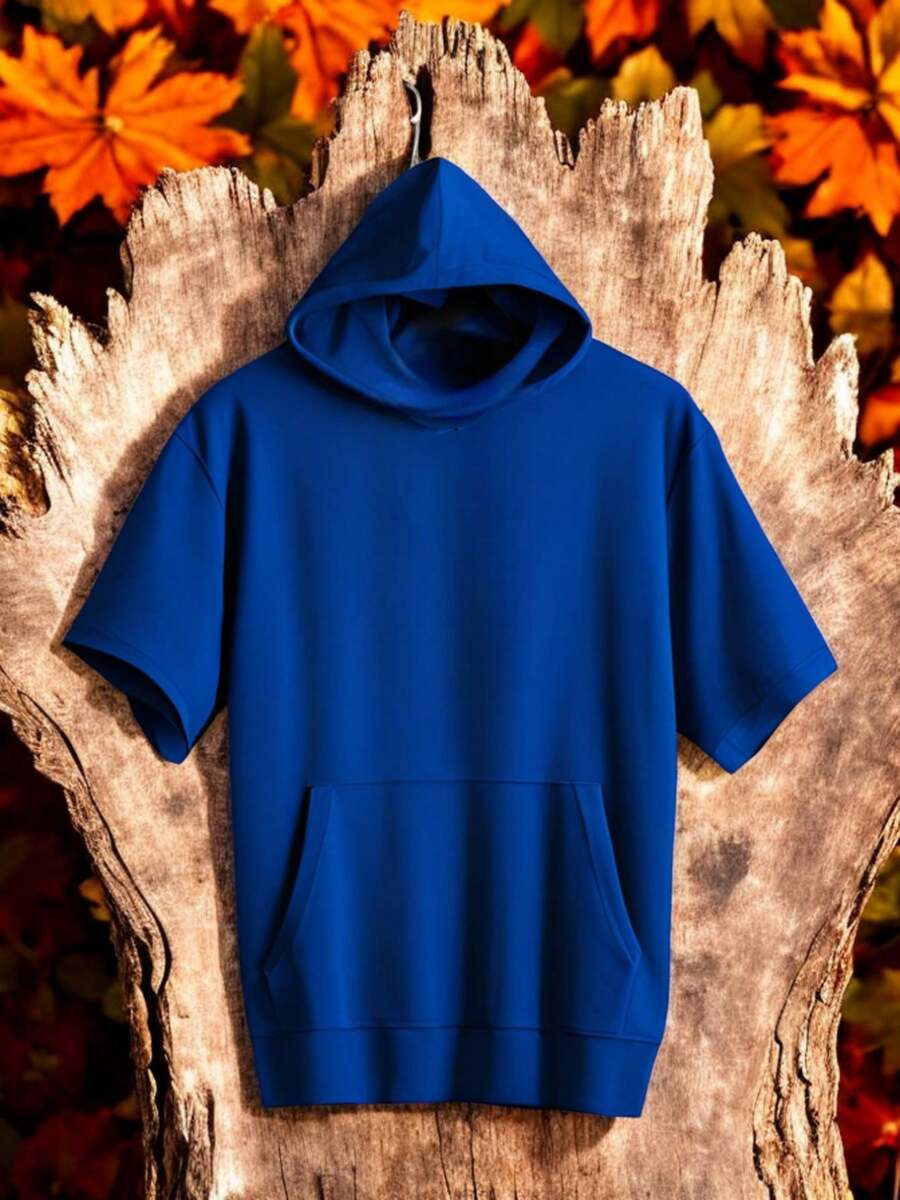 HOODIE MANGA CORTA SUDADERA - azul real - Ver 1