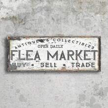 1 件复古跳蚤市场标志、交易标志、入口和客厅标志、复古风格墙壁艺术、木制标志、农舍标志、古董装饰、门装饰（16x6 英寸 40CMx15CM）、墙壁装饰、墙壁艺术、家居装饰、房间装饰、农舍装饰、门廊装饰 - 彩色 - 查看 1