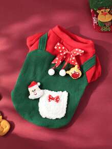 1 件宠物圣诞服装冬季蓬松连帽衫，适合猫狗 - 彩色 - 查看 17