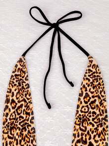 Sexy V-Neck Jumpsuit, Elastic Back Swimsuit, Sexy Leopard Print Jumpsuit, Carnival - Brown - View 4