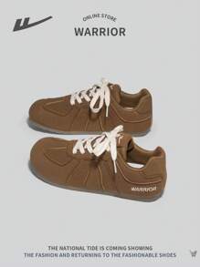 WARRIOR 1 Pair Women's Sporty Lace-Up Skate Sneakers, Unique Design Retro Casual Lightweight & Non-Slip Low-Top Outdoor Recreation Training Shoes - Cà phê nâu - Xem 5