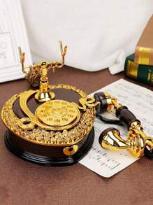 1pc Luxury Vintage Telephone Shaped Music Box, Decorative Storage Box Music Box Desktop Artwork, Suitable For Home Decor, Friends, Family, Couples, Kids Birthday Gift