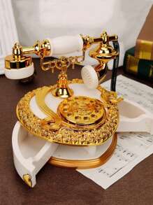 1pc Luxury Vintage Telephone Shaped Music Box, Decorative Storage Box Music Box Desktop Artwork, Suitable For Home Decor, Friends, Family, Couples, Kids Birthday Gift