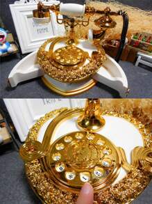 1pc Luxury Vintage Telephone Shaped Music Box, Decorative Storage Box Music Box Desktop Artwork, Suitable For Home Decor, Friends, Family, Couples, Kids Birthday Gift