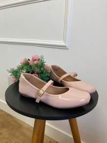 Women's Mary Jane Doll Square Toe Patent Leather Bold Shoes - VZ玫瑰 - 查看 4