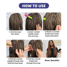 大型非洲辫子，26 英寸巨型 Yaki 预拉伸合成编织接发，适合女性，耐热 - 彩色 - 查看 9