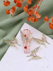 10 món phụ kiện làm móng bằng hợp kim cho mỗi gói, bướm lỏng màu vàng và bạc sang trọng nhẹ, thích hợp thời trang, cao cấp, đơn giản, yêu thích kim cương nhỏ, đồ trang trí ngón tay tự làm - Đỏ - Xem 9