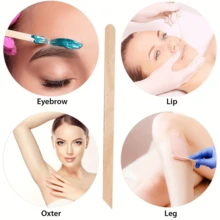 Que sáp gỗ - Dụng cụ bôi sáp mini cho cơ thể, lông mày, môi, mũi để triệt lông và làm mịn da - 2 trong 1 (đầu nhọn và đầu nghiêng) - màu nâu - Xem 2