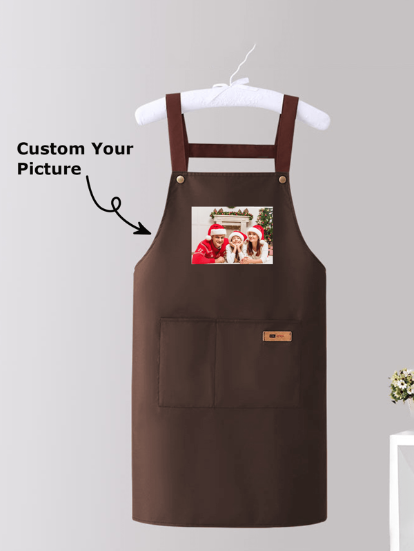 1 Personalized Cooking Apron, Customized Picture Chef Apron, Kitchen Accessories Customized, Unique, Personalized Ideal Gift For Him/Her, Boyfriend, Girlfriend, Dad, Mom, Family, Friends, Suitable For Anniversary, Valentine's Day, Birthday, Mother's Day, Children's Day, Father's Day, Wedding, Christmas