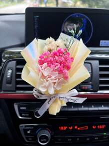 Bouquet floral miniature nacré pour décoration de bouche d'aération de voiture