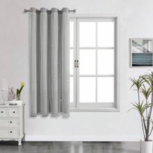 2 Panel Blackout Curtains With Star Cutout, Room Darkening Solid Color Curtains, Double Layer With Lace Decoration, Suitable For Bedroom, Girls Room And Living Room - Light Grey - View 21
