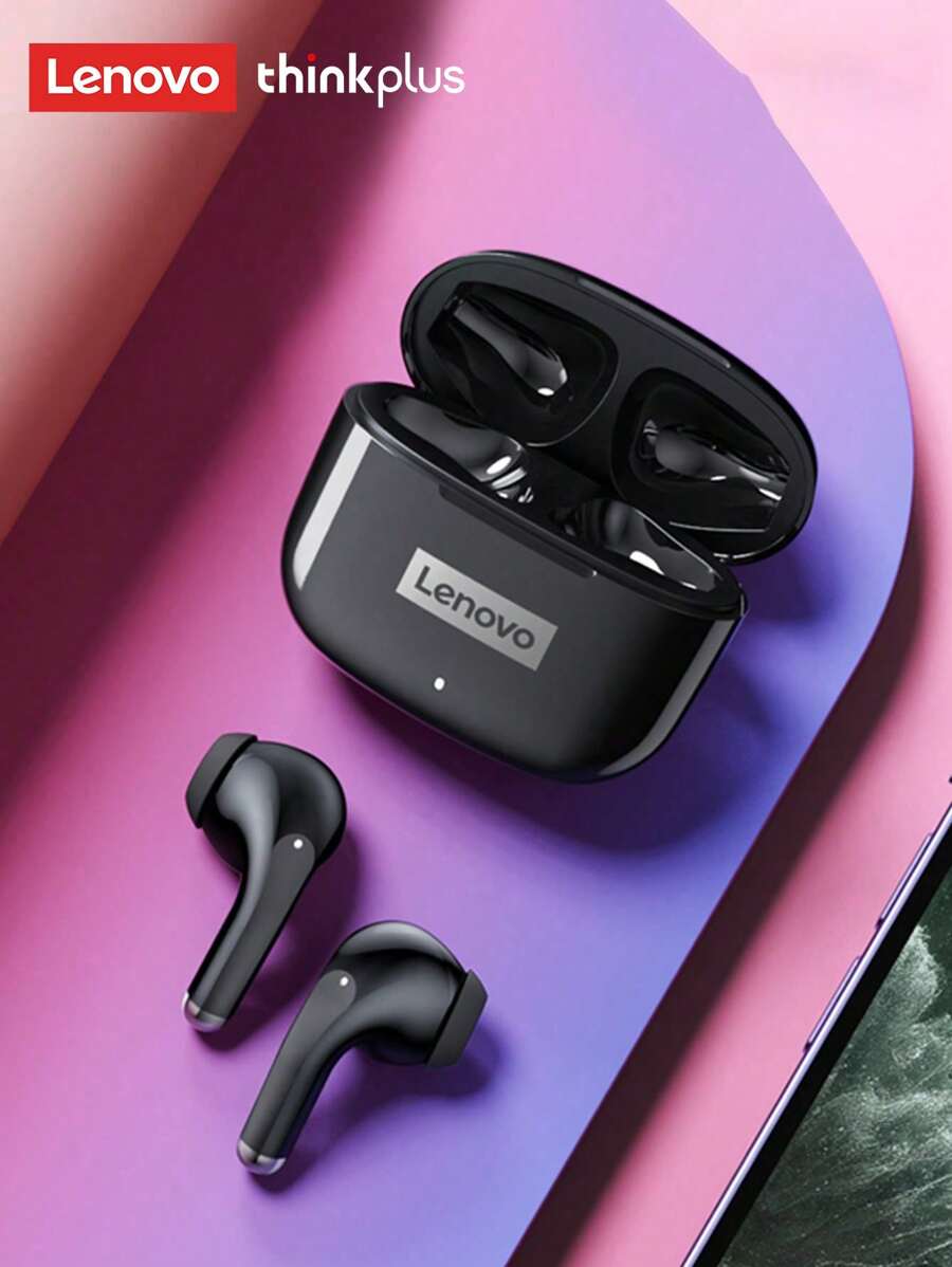 Lenovo LP40PRO Bluetooth Earphones, Half In-Ear HIFI Sound Quality, Long Battery Life, High-Definition Call, Smart Touch Control, Sweat-Proof, With Microphone, Wireless Earbuds For Music & Sports - 黑色 - 查看 1