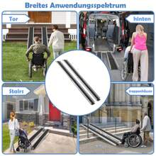 VA-Cerulean 2 Pieces Aluminum Access Ramp, 4FT/ 5FT/ 6FT/ 7FT, Telescopic Ramps For Wheelchairs, Wheelchair Ramp For Stairs Up To 300 Kg Load Capacity 75.5-122cm Adjustable Telescopic Ramp - 黑色 - 查看 5