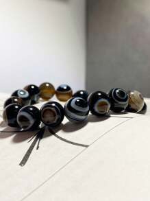 1 Pieza Pulsera de Ágata Ojo de Cielo Natural de Moda, Apta para Hombres, Incluye Caja de Regalo y Bolsa de Almacenamiento de Joyas