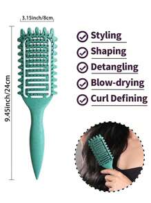 由 Candybrush 设计的 1 件卷发造型刷，塑造和定义女性卷发，用于梳理和造型的卷发造型刷，减少拉扯和卷发分离，打造明确的卷发，适合所有头发类型