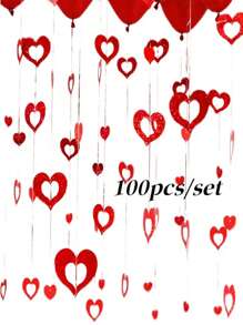 100个/套雨丝吊坠婚礼装饰气球派对生日装饰场地布置心形气球亮片吊坠饰品 - 彩色 - 查看 14