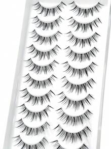 Asiteo 10 Pairs Natural-Looking False Eyelashes, Thai Short Handle Transparent Fake Lashes, Cartoon Eye Makeup Effect, Suitable For Cartoon Style Eye Makeup - 黑色 - View 6