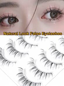 Asiteo 10 Pairs Natural-Looking False Eyelashes, Thai Short Handle Transparent Fake Lashes, Cartoon Eye Makeup Effect, Suitable For Cartoon Style Eye Makeup - 黑色 - View 4