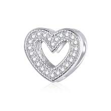 bamoer 1 PC 925 Sterling Silver Clear Zirconia Heart Charm Sparkle Infinite Love Beads Fit Bracelet Necklace DIY Making Fine Jewelry