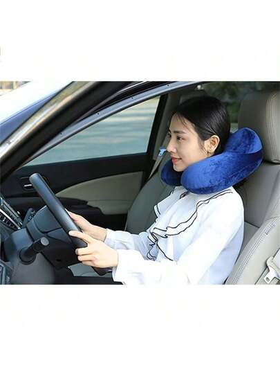 Travel Fleece Pillow, Portable Neck Kussen Car, Airplane Inflatable Shape Compact Storage view 4