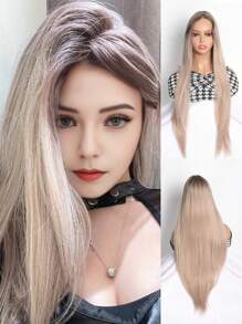 Tóc giả ren phía trước bằng tóc tổng hợp dài 30 inch thẳng màu vàng lanh nhuộm gradient cho phụ nữ và trẻ em gái Tóc giả sợi chịu nhiệt dành cho người mới bắt đầu Tóc giả cho tiệc thời trang Halloween Giáng sinh Lễ hội âm nhạc và sử dụng hàng ngày - Vàng lanh - Xem 14