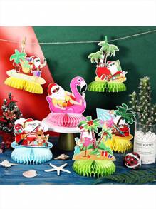 12 szt./24 szt./36 szt. Bożonarodzeniowe dekoracje z plastrami drewna plażowego, świąteczny Mikołaj, tropikalny flaming, ozdoby w kształcie deski surfingowej, letnia dekoracja choinki, artykuły na przyjęcia świąteczne, wystrój domu, wystrój pokoju, wystrój ściany