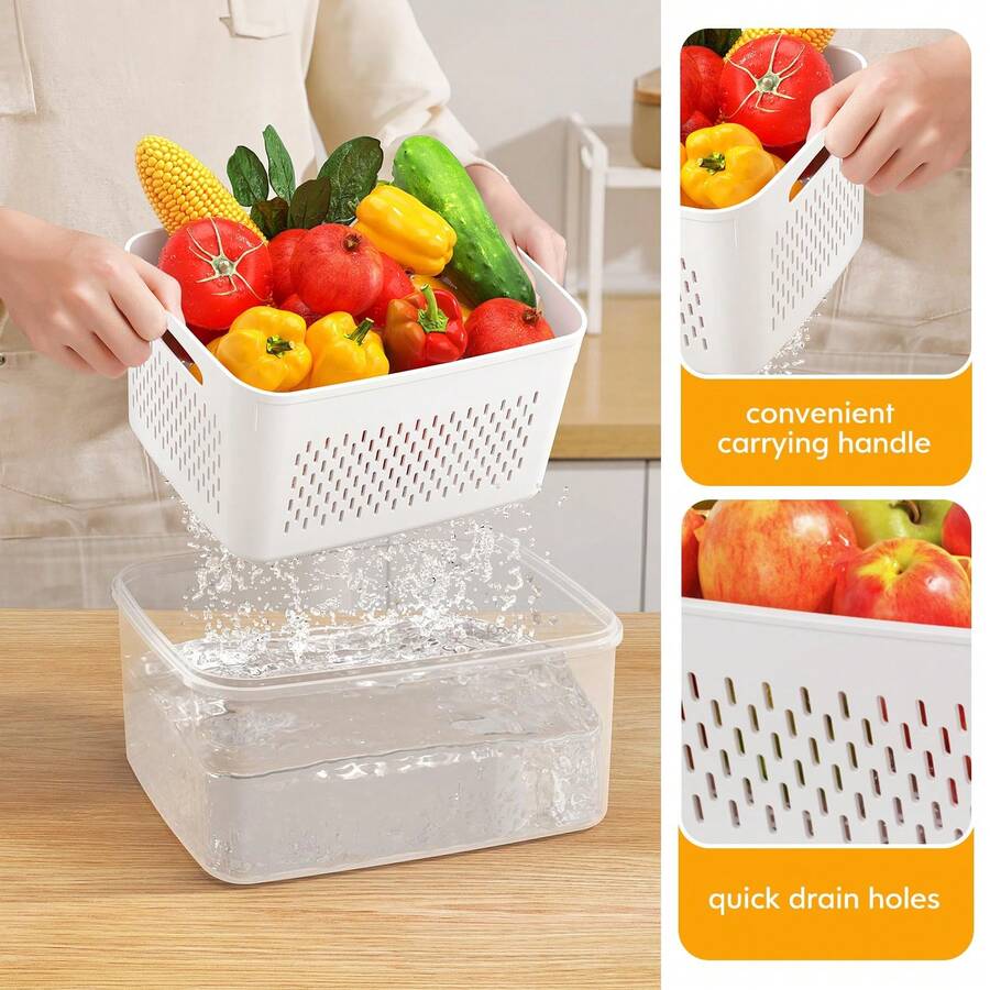 4 Pack Fruit Storage Containers For Fridge With Removable Colanders