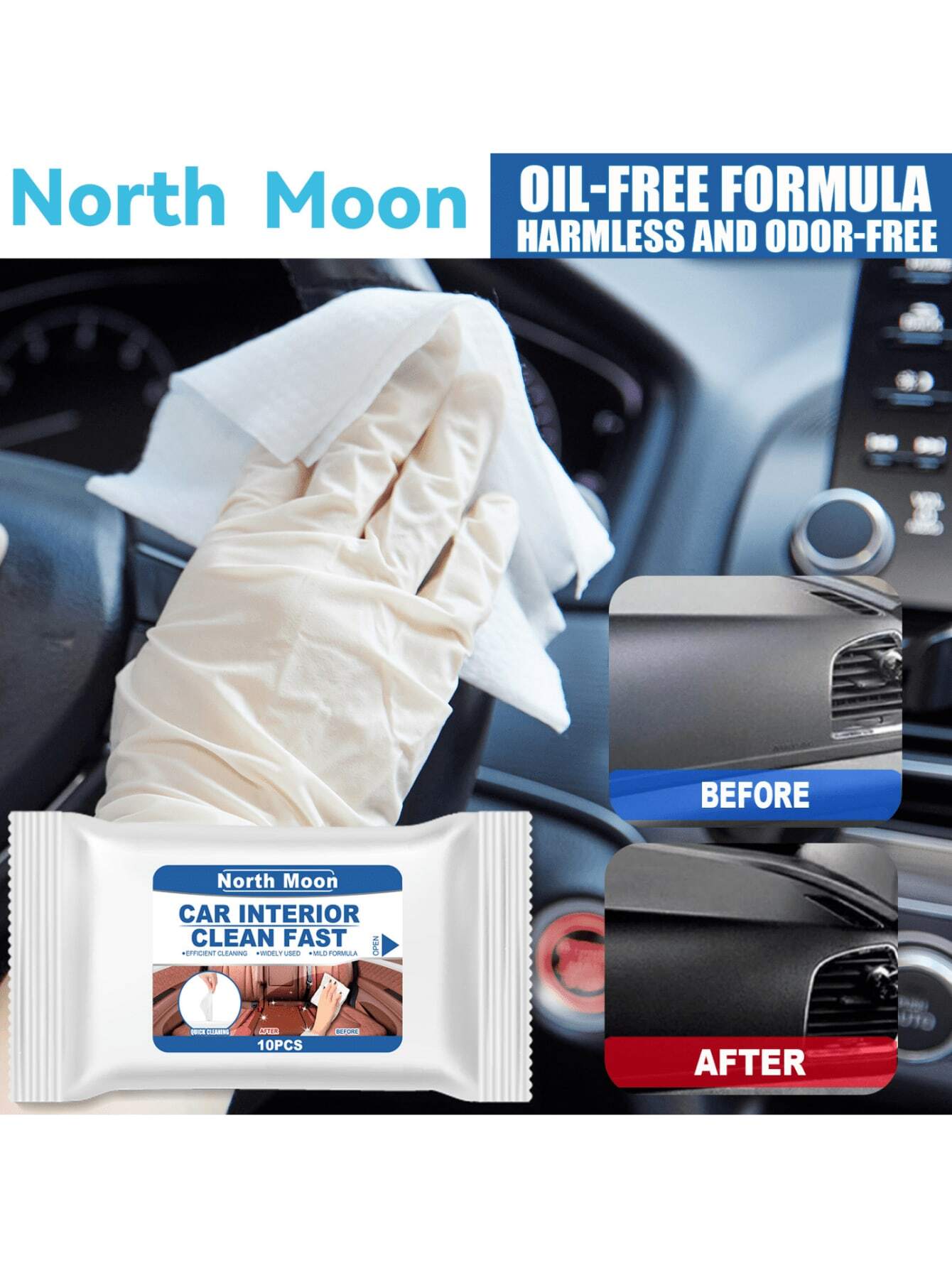 Car Interior Cleaning Wet Wipes, Leather Cleaning Quickly Remove Dirt