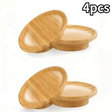 1/4PCS Bamboo Wine Glass Charcuterie Topper Board Round Appetizer Plates And Coasters For Wine Glasses - Ideal For Party, Bar, Restaurant, Family Gatherings Bamboo Wine Glass Coasters, Charcuterie Board Topper For Appetizers And Drinks, For Outdoor, Camping