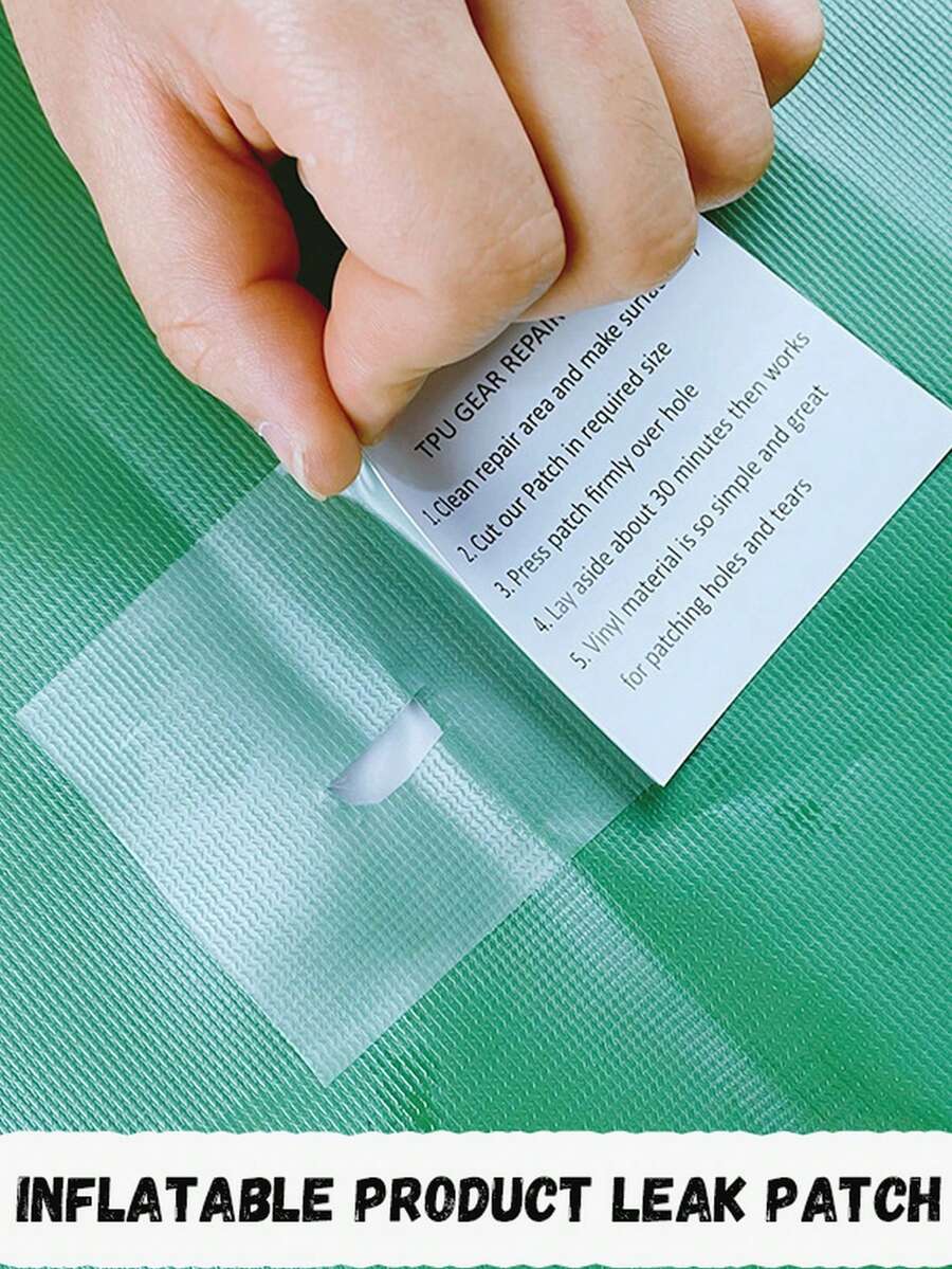 Set de 5 parches de TPU transparente para reparar fugas en productos inflables, accesorios para reparación de productos inflables, adhesivo transparente resistente, alta elasticidad, resistente al desgaste e impermeable, adecuado para colchones inflables, flotadores de natación, carpas, toldos de lona - transparente - Ver 1