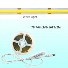 1 pezzo Striscia LED COB dimmerabile da 5V, con controller a tre pulsanti, la luminosità può essere regolata liberamente, la striscia può essere tagliata e incollata liberamente, adatta per armadietti, tavoli, comodini e altre decorazioni luminose.