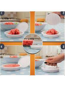 1PC Hamburger Maker Hamburger Press Round Shape Non-Stick Chef Cutlets Hamburger Meat Beef Grill Burger Press Patty Maker Mold - White - View 3